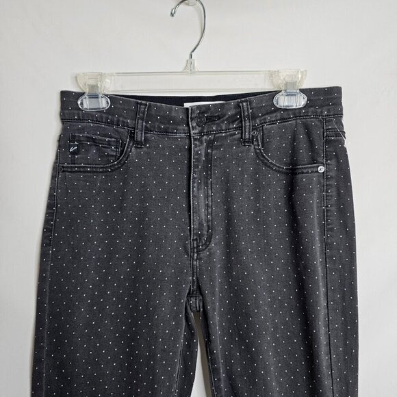 KANCAN Skinny Jeans Mid Rise Pants BLACK w POLKA DOTS size 9/28 Preppy Chic Cute - Picture 3 of 9